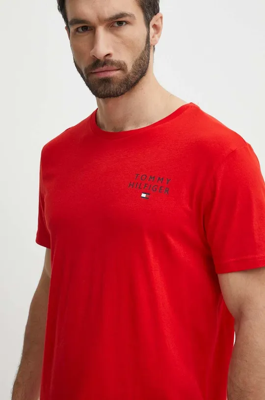 κόκκινο Βαμβακερό t-shirt Tommy Hilfiger Ανδρικά