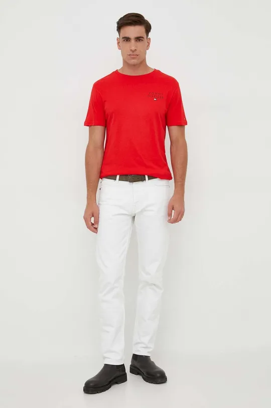 Tommy Hilfiger t-shirt lounge bawełniany czerwony