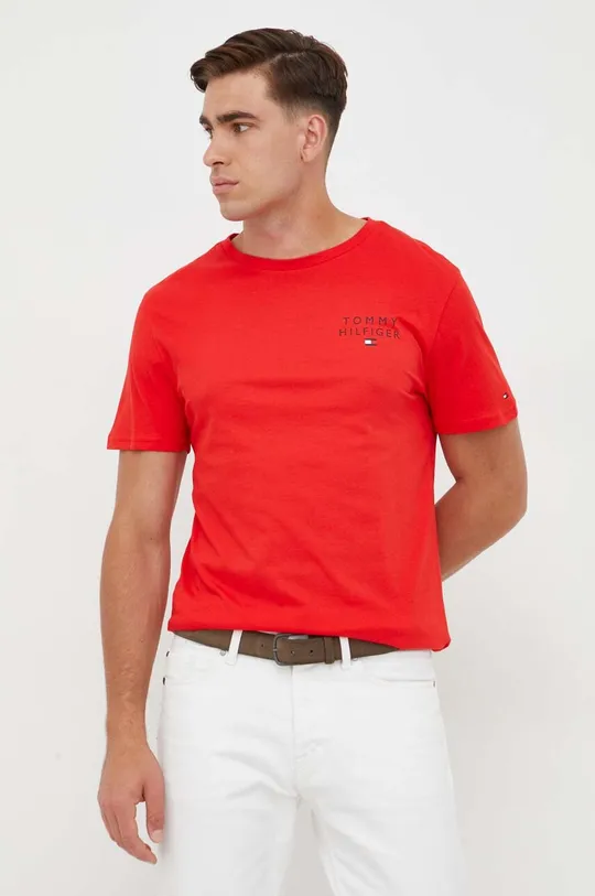 czerwony Tommy Hilfiger t-shirt lounge bawełniany