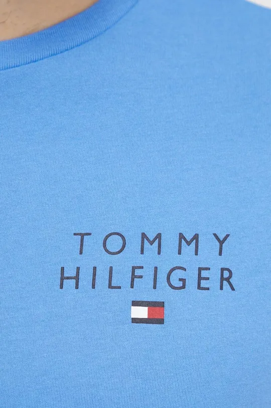modrá Bavlnené tričko Tommy Hilfiger