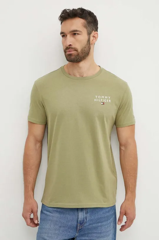 zelena Bombažna kratka majica Tommy Hilfiger Moški