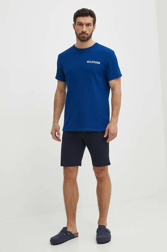 Pamučna homewear majica kratkih rukava Tommy Hilfiger mornarsko plava