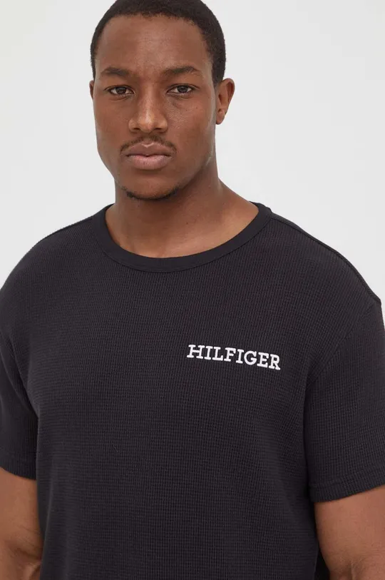 μαύρο Βαμβακερό t-shirt Tommy Hilfiger Ανδρικά