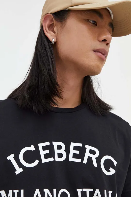 μαύρο Βαμβακερό μπλουζάκι Iceberg