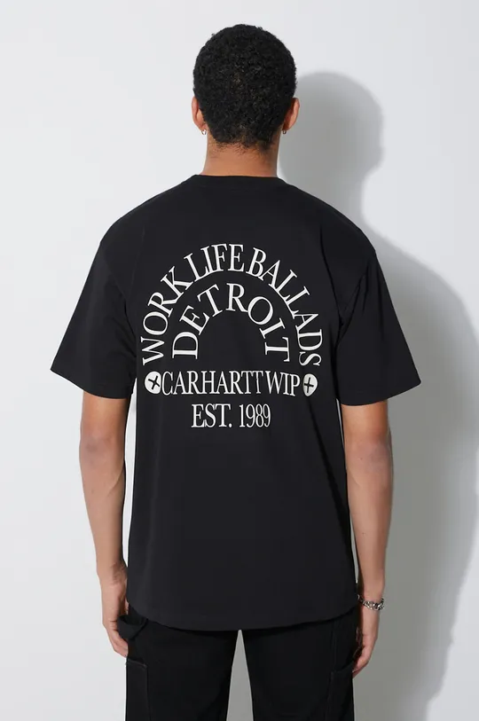 czarny Carhartt WIP t-shirt bawełniany S/S Work Varsity