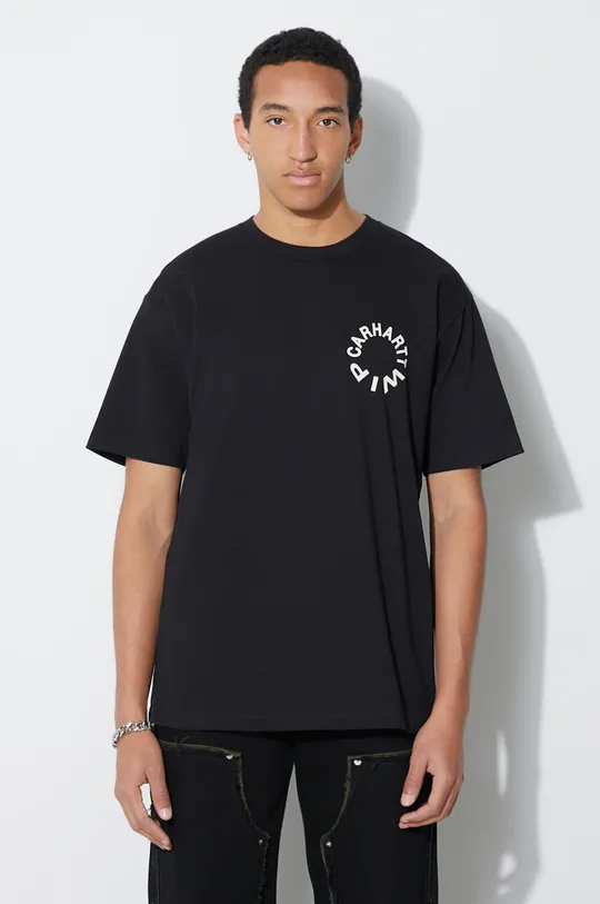 czarny Carhartt WIP t-shirt bawełniany S/S Work Varsity Męski