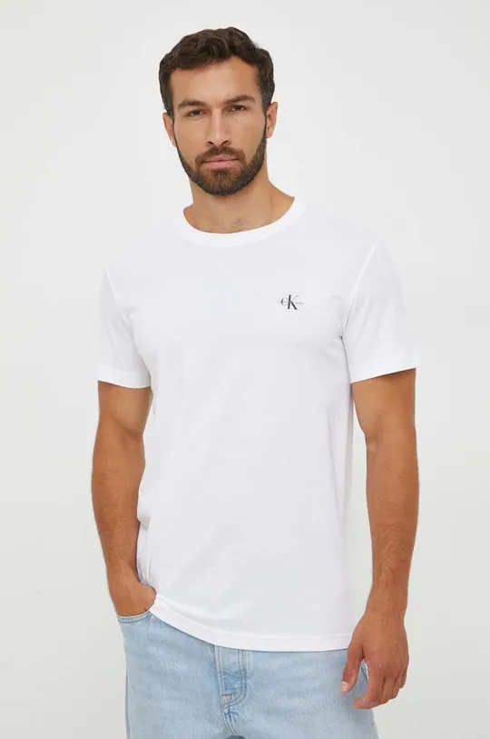 λευκό Βαμβακερό μπλουζάκι Calvin Klein Jeans 2-pack Ανδρικά