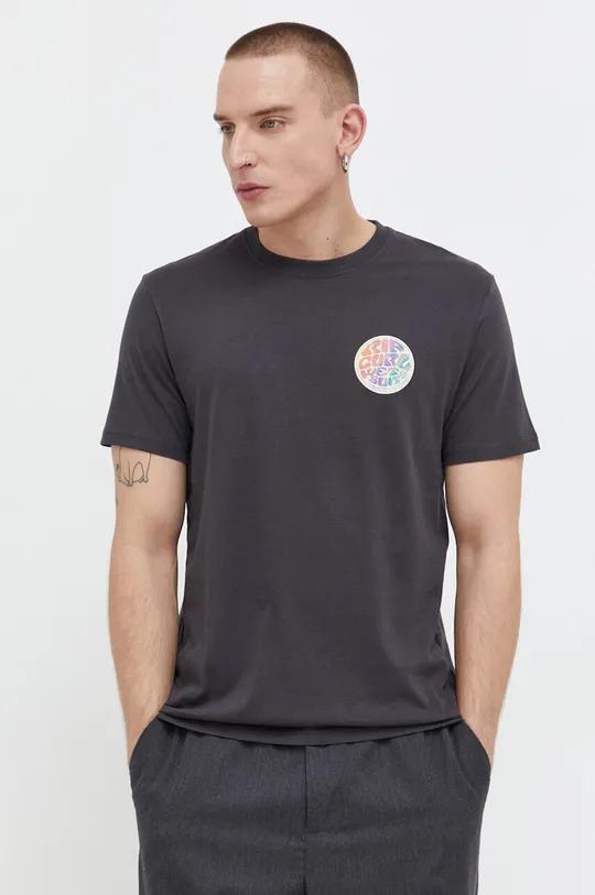 czarny Rip Curl t-shirt bawełniany Męski