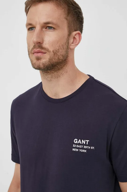 sötétkék Gant pamut póló
