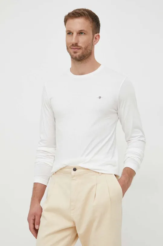λευκό Βαμβακερή μπλούζα με μακριά μανίκια Gant Ανδρικά