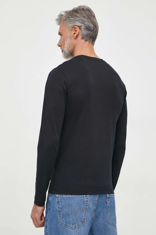 Bavlnené tričko s dlhým rukávom Gant čierna