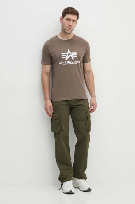 Bavlněné tričko Alpha Industries Basic T-Shirt béžová