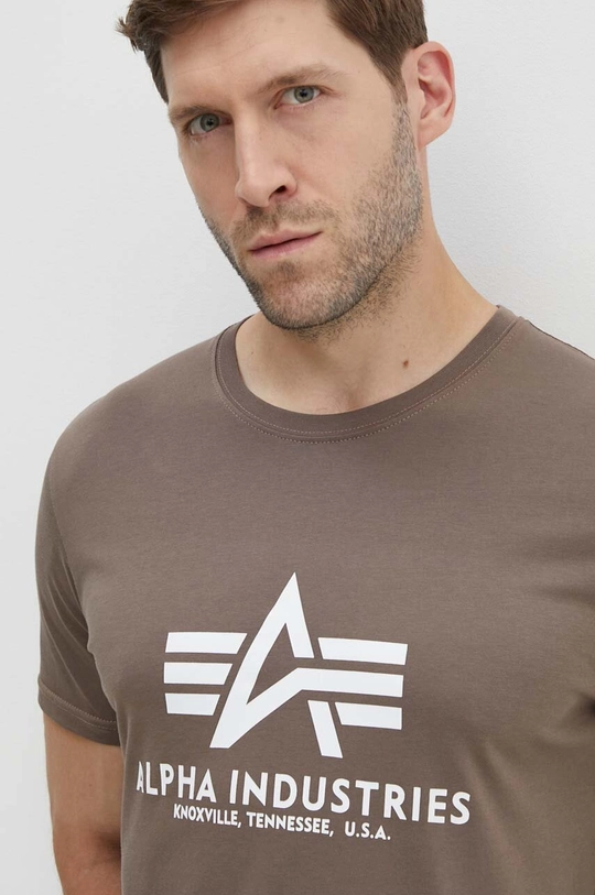 beżowy Alpha Industries t-shirt bawełniany Basic T-Shirt