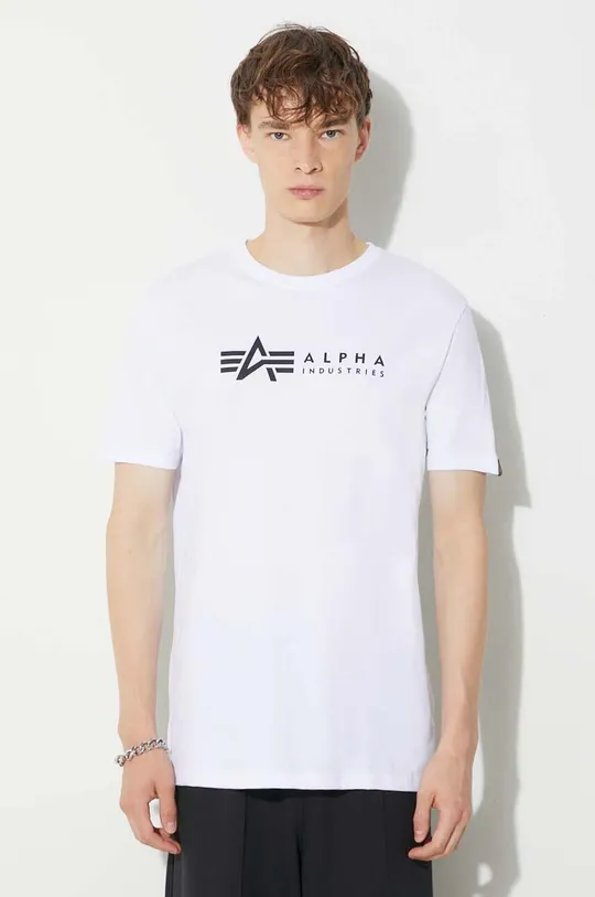 white Alpha Industries cotton t-shirt Alpha Label T 2 Pack Men’s