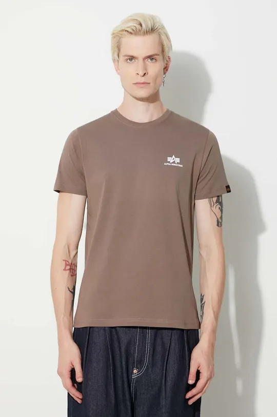 beige Alpha Industries t-shirt in cotone Basic T Small Logo Uomo