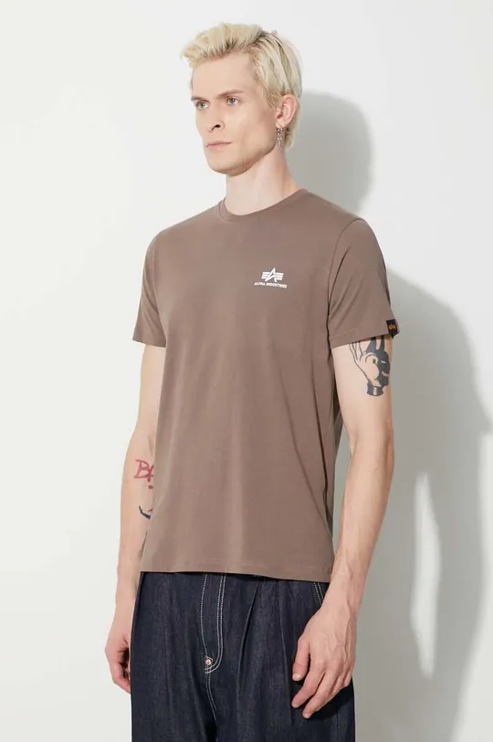 beige Alpha Industries t-shirt in cotone Basic T Small Logo