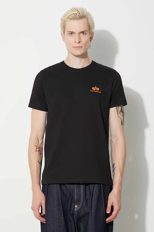 czarny Alpha Industries t-shirt bawełniany Basic T Small Logo Męski