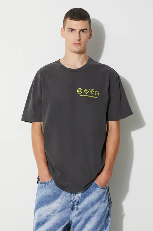 czarny KSUBI t-shirt bawełniany
