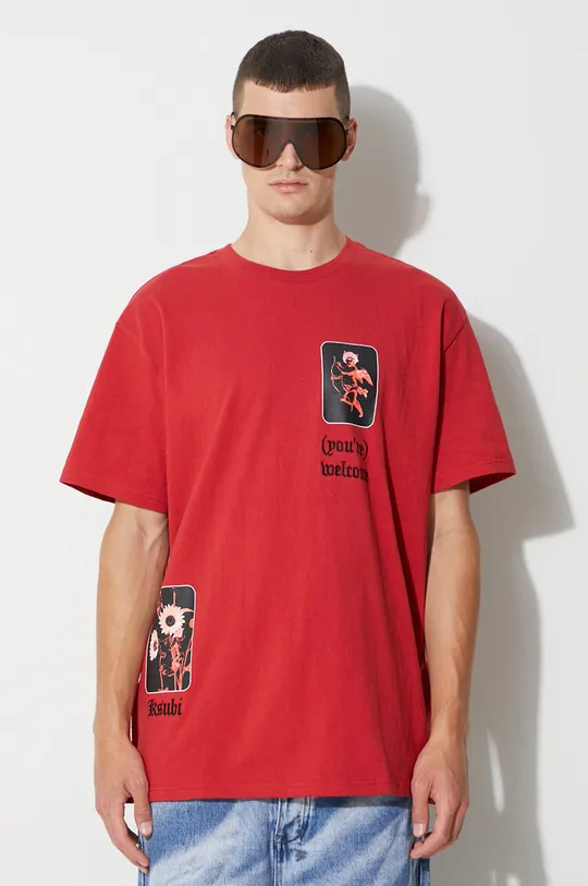 κόκκινο Βαμβακερό μπλουζάκι KSUBI Ανδρικά