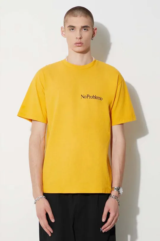 жёлтый Хлопковая футболка Aries Мужской