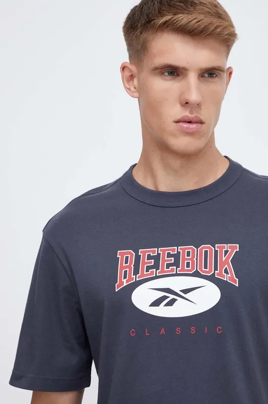 granatowy Reebok Classic t-shirt bawełniany Męski