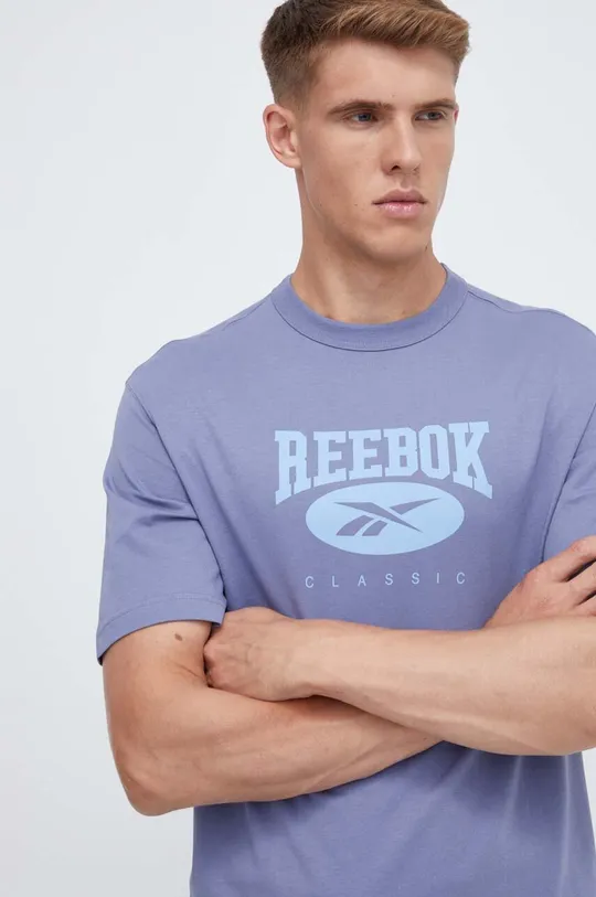 modra Bombažna kratka majica Reebok Classic Moški