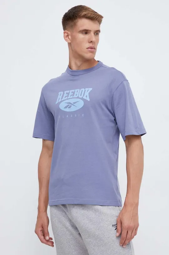 niebieski Reebok Classic t-shirt bawełniany