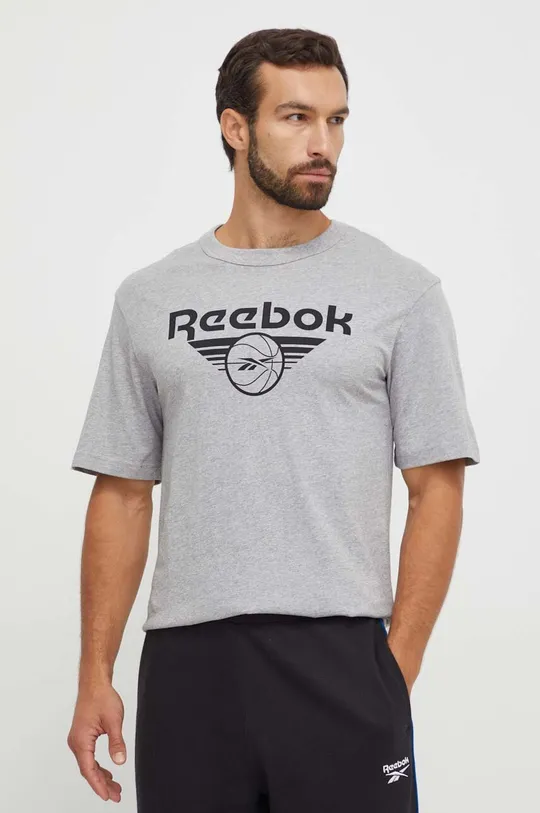 γκρί Βαμβακερό μπλουζάκι Reebok Classic Basketball Ανδρικά