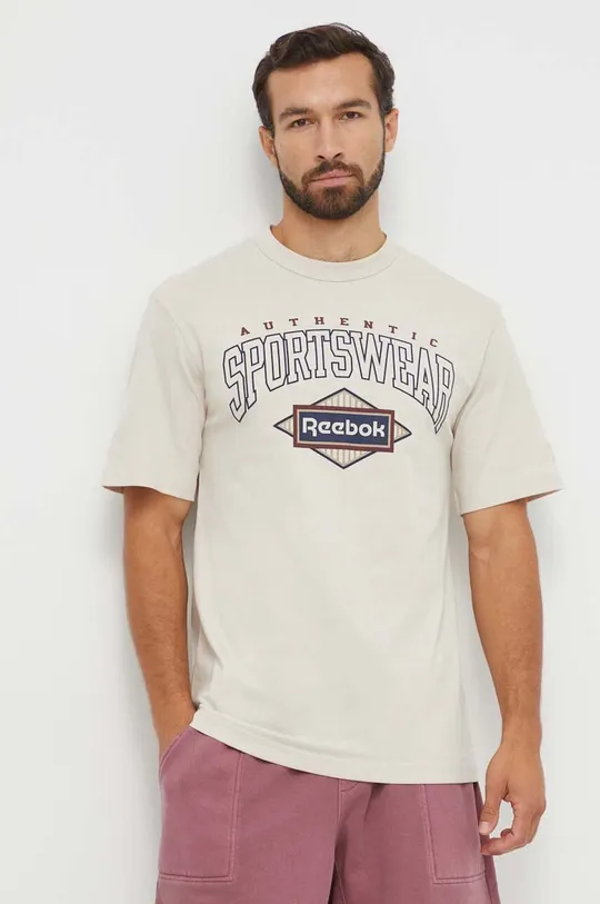 beżowy Reebok Classic t-shirt bawełniany Męski