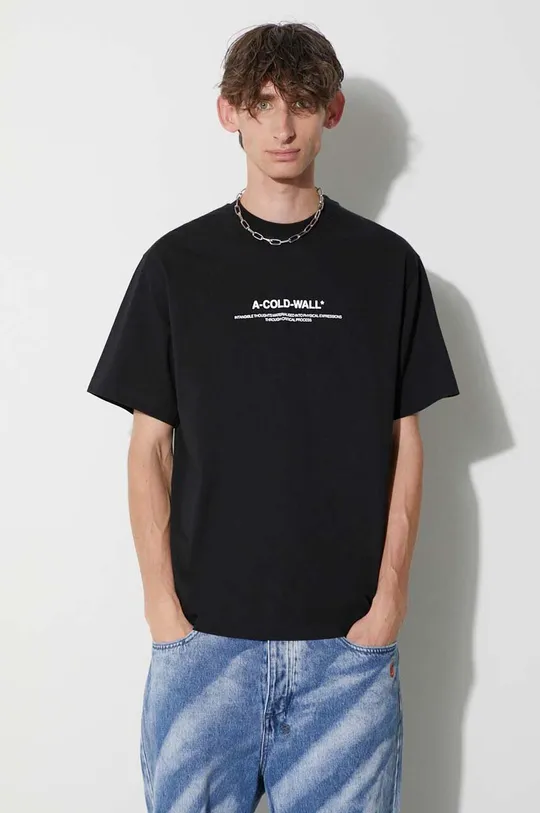 černá Bavlněné tričko A-COLD-WALL* CON PRO Pánský