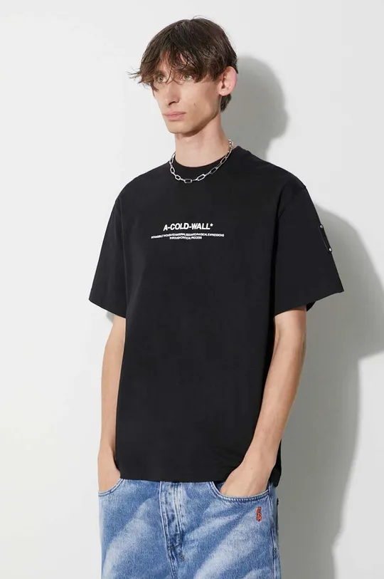 μαύρο Βαμβακερό μπλουζάκι A-COLD-WALL*