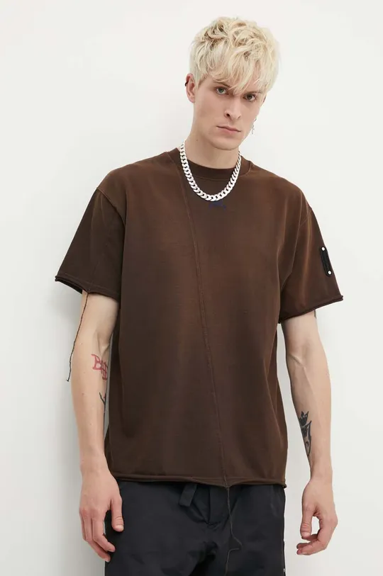 brązowy A-COLD-WALL* t-shirt bawełniany SHIRAGA T-SHIRT Męski