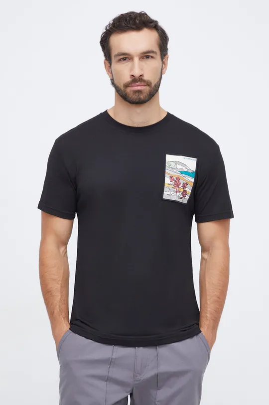 črna Športna kratka majica Smartwool Mountain Patch Graphic Moški