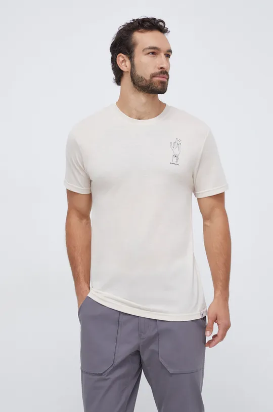 beżowy Smartwool t-shirt sportowy Alpine Magic Graphic Męski