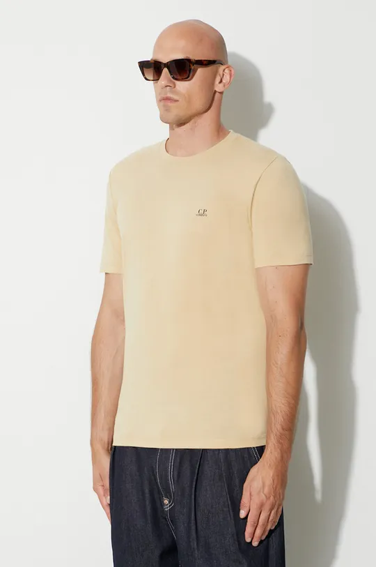 beżowy C.P. Company t-shirt bawełniany 30/1 JERSEY SMALL LOGO T-SHIRT