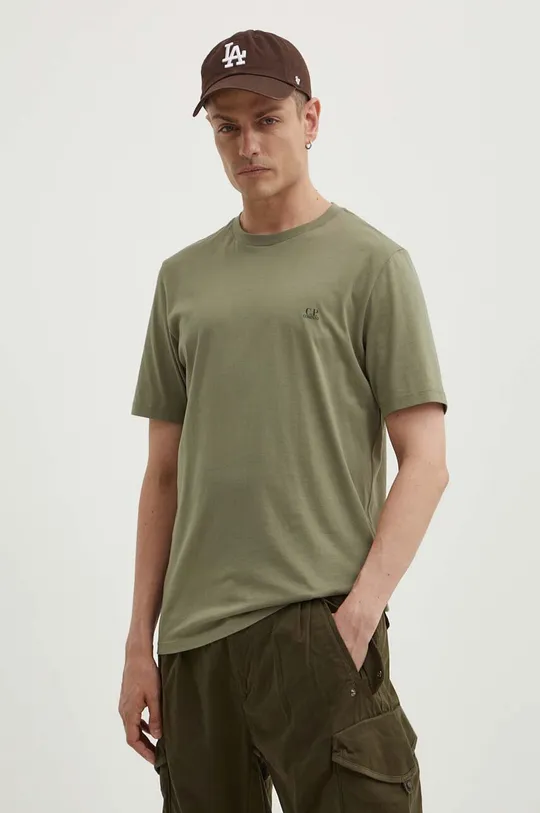 zelena Bombažna kratka majica C.P. Company Moški