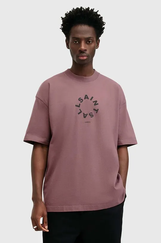 fioletowy AllSaints t-shirt bawełniany TIERRA SS CREW Męski