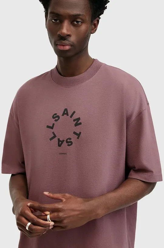 AllSaints t-shirt bawełniany TIERRA SS CREW fioletowy