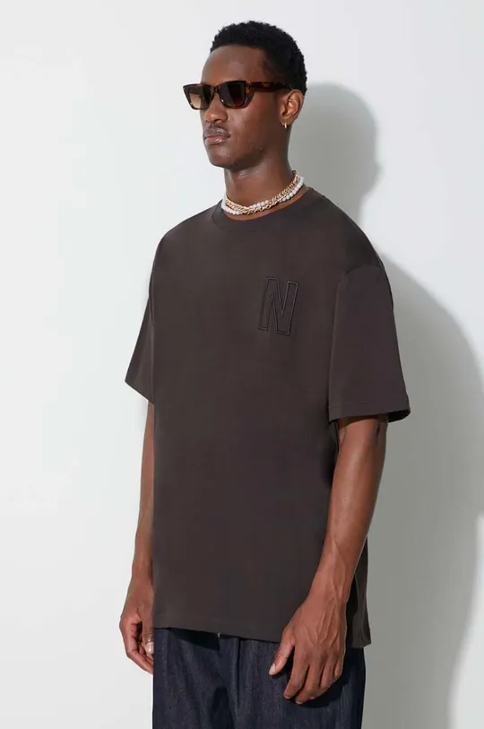 marrone Norse Projects t-shirt in cotone Simon Loose Organic Heavy Jersey N Logo T-Shirt