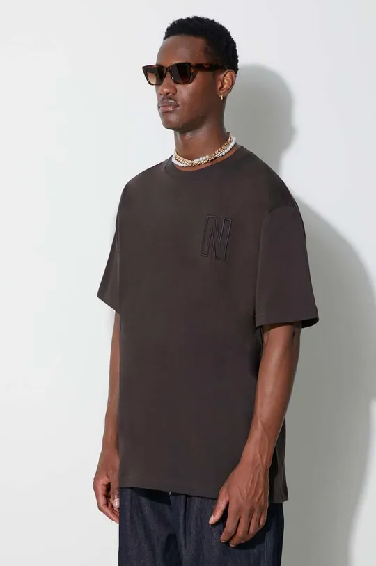 коричневий Бавовняна футболка Norse Projects Simon Loose Organic Heavy Jersey