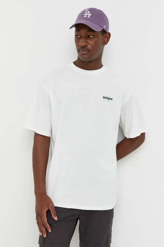 λευκό Βαμβακερό μπλουζάκι Sixth June Ανδρικά
