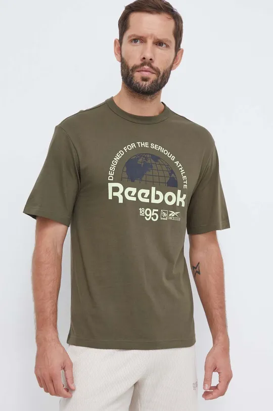 πράσινο Βαμβακερό μπλουζάκι Reebok Ανδρικά