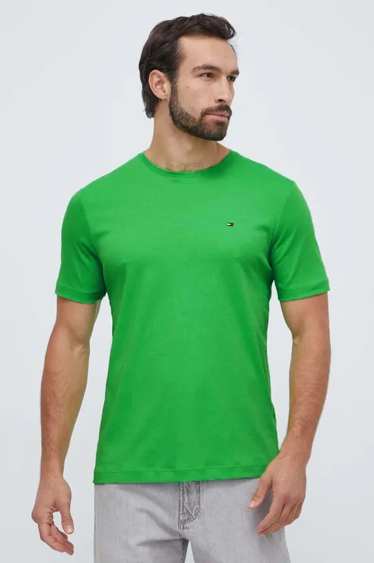 Βαμβακερό μπλουζάκι Tommy Hilfiger πράσινο