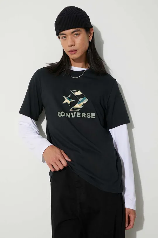 πράσινο Βαμβακερό μπλουζάκι Converse Ανδρικά
