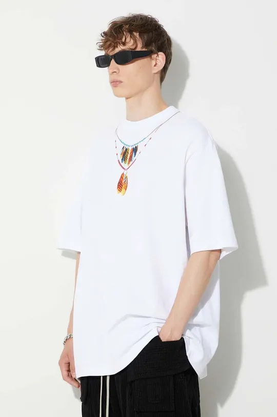 λευκό Βαμβακερό μπλουζάκι Marcelo Burlon Feathers Necklace