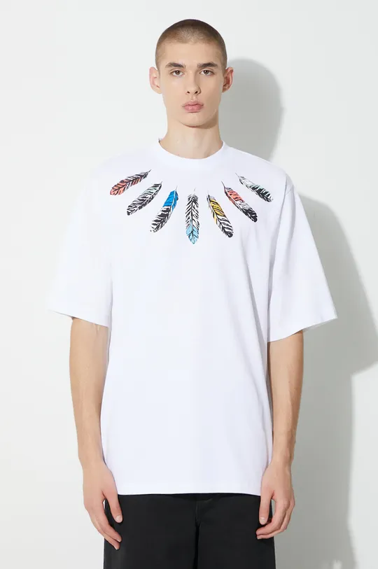 білий Бавовняна футболка Marcelo Burlon Collar Feathers Чоловічий
