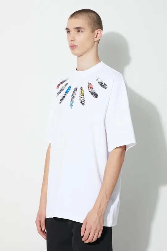 white Marcelo Burlon cotton t-shirt Collar Feathers