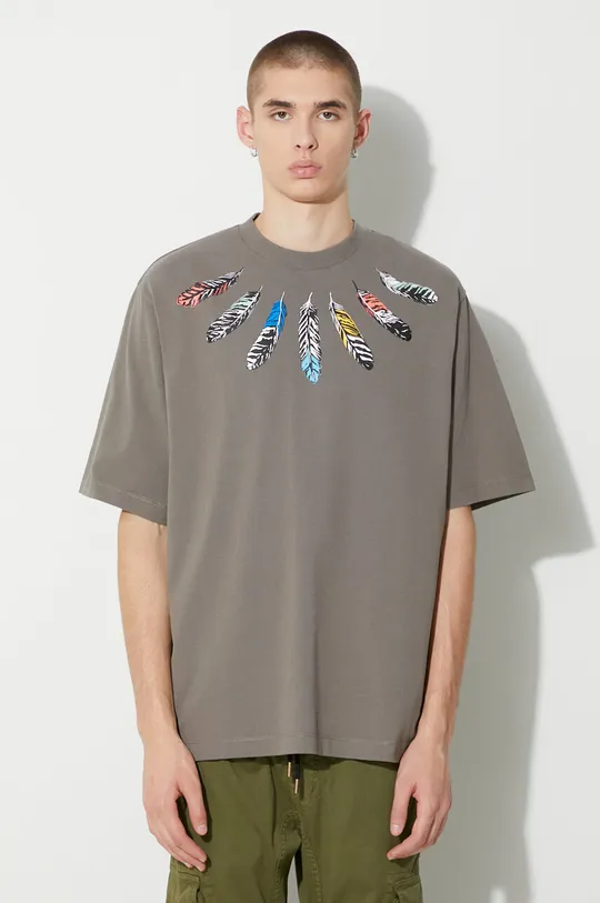 grigio Marcelo Burlon t-shirt in cotone Collar Feathers Uomo