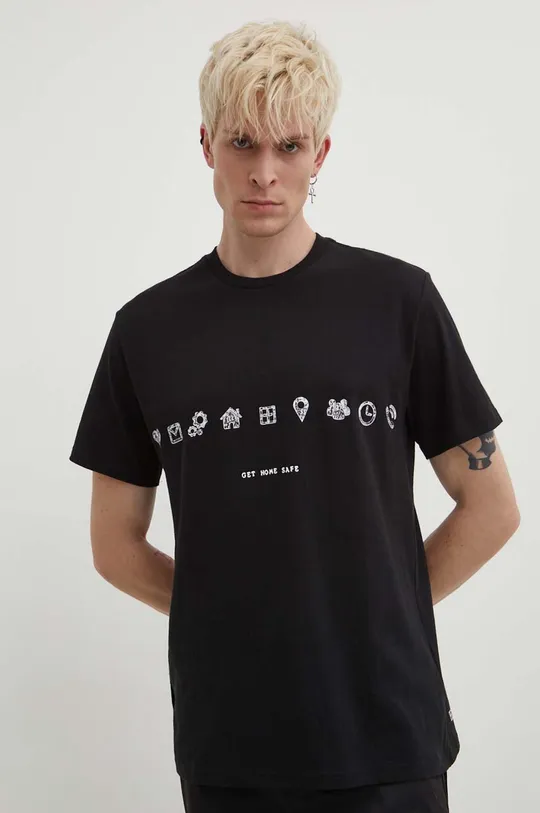чёрный Хлопковая футболка KSUBI Мужской