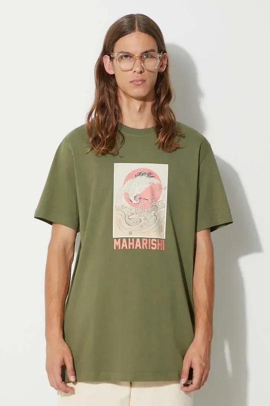 πράσινο Βαμβακερό μπλουζάκι Maharishi Peace Crane T-Shirt Ανδρικά